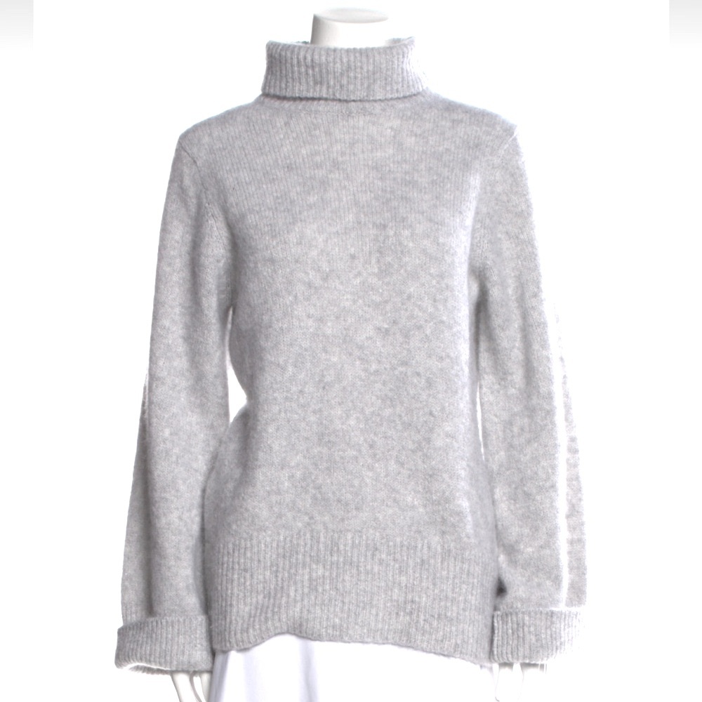 DOROTHEE SCHUMACHER Grey Cashmere Silk Sweater Turtleneck Funnel Neck Like New!